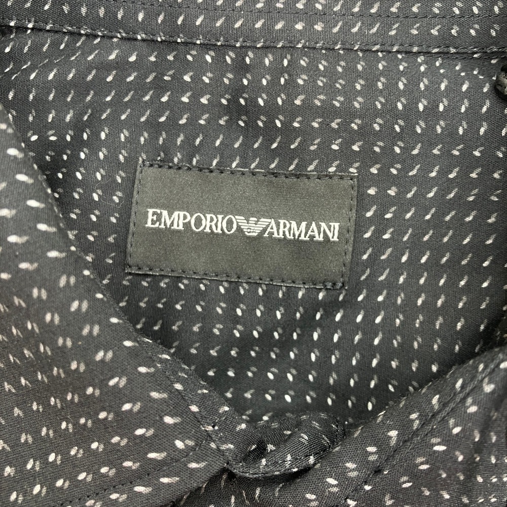 NEW Emporio Armani Mens M Button Down Shirt Black Micro Fancy $345 NWT - Picture 4 of 12